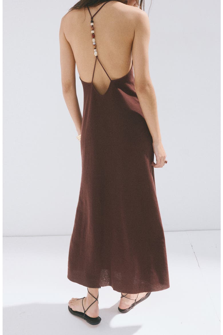 Bead Detail V-Neck Knit Dress, Alternate, color, CHOCOLATE