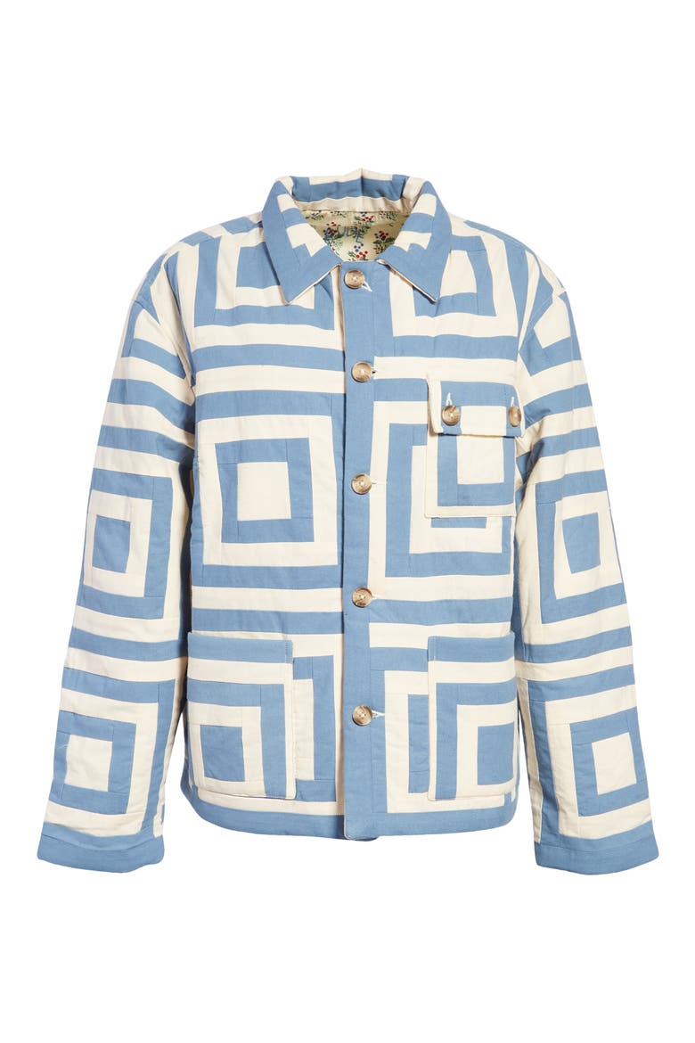 White House Steps Quilted Reversible Jacket, Alternate, color, BLUE CREAM