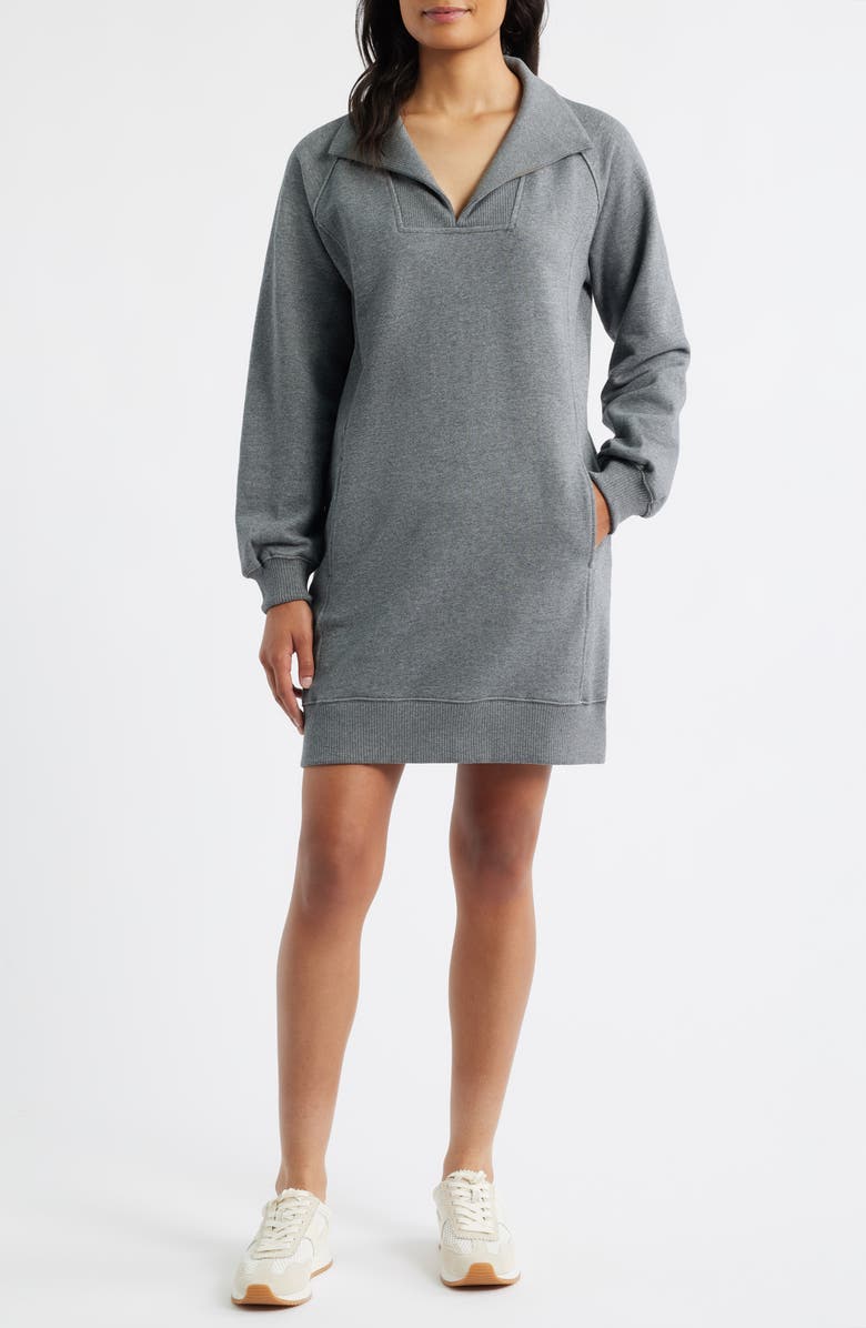 Hatley Spread Collar Sweatshirt Dress, Main, color, Charcoal