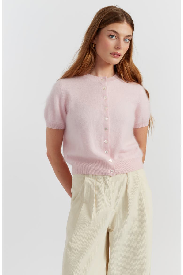 Brushed Cashmere Button-Front Knit Tee, Main, color, Peachy Pink