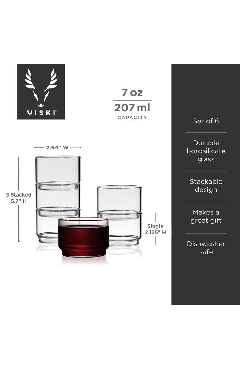 Viski Raye Crystal Bodega Glasses Set of 6, Alternate, color, Clear