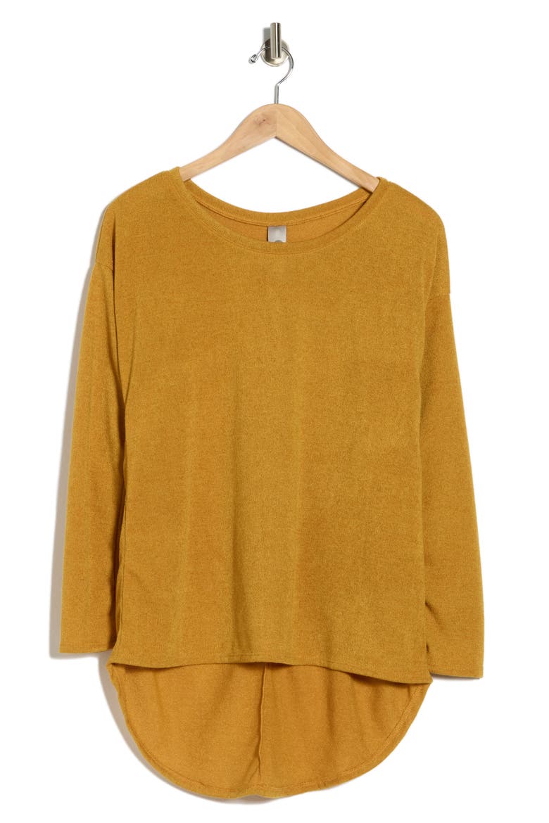 Boat Neck High-Low Sweater, Alternate, color, MUSTARD