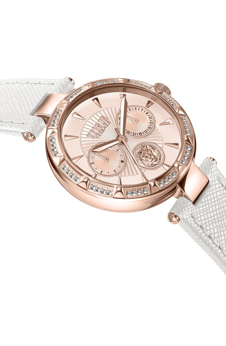 VERSUS Versace Sertie Leather Strap Watch, 36mm, Alternate, color, Rose Gold