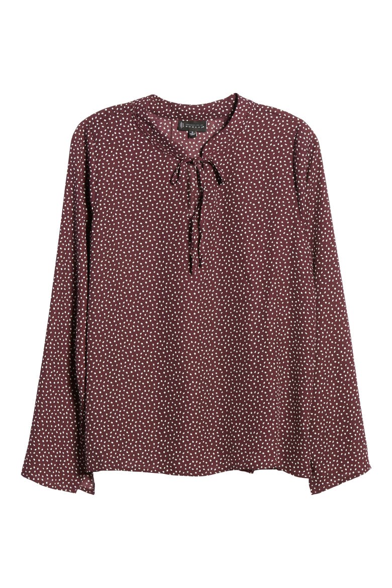 Samara Tie Neck Long Sleeve Blouse, Alternate, color, PLUM SPECKLE