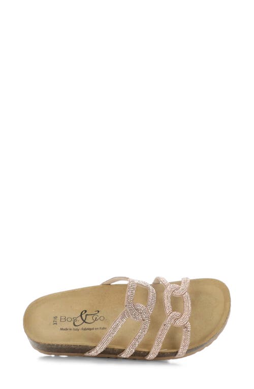 Bos. & Co. Peppy Crystal Strap Slide Sandal In Rose Gold
