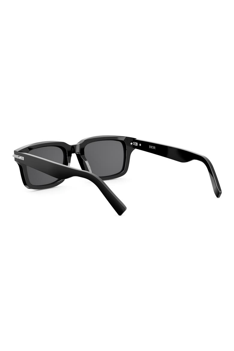 'DiorBlacksuit S16I 52mm Rectangular Sunglasses, Alternate, color, SHINY BLACK / SMOKE