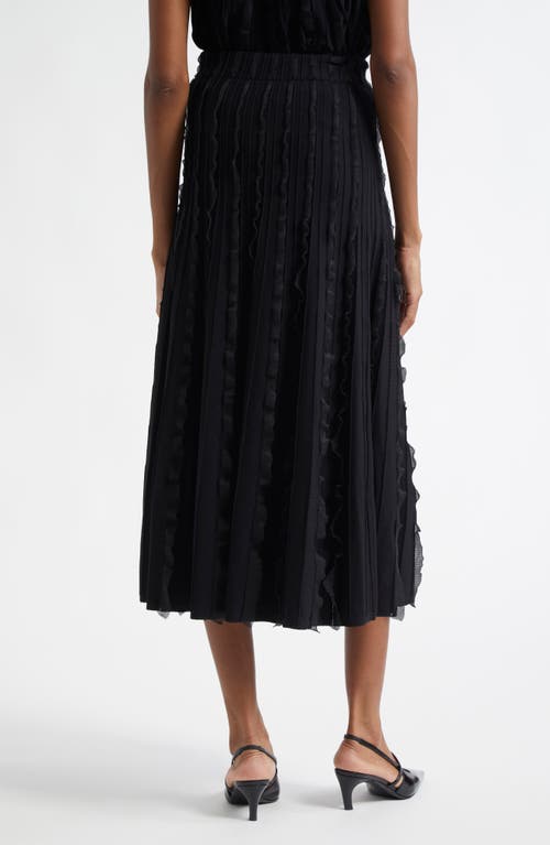 EMPORIO ARMANI EMPORIO ARMANI PLEATED MIXED MEDIA MIDI SKIRT