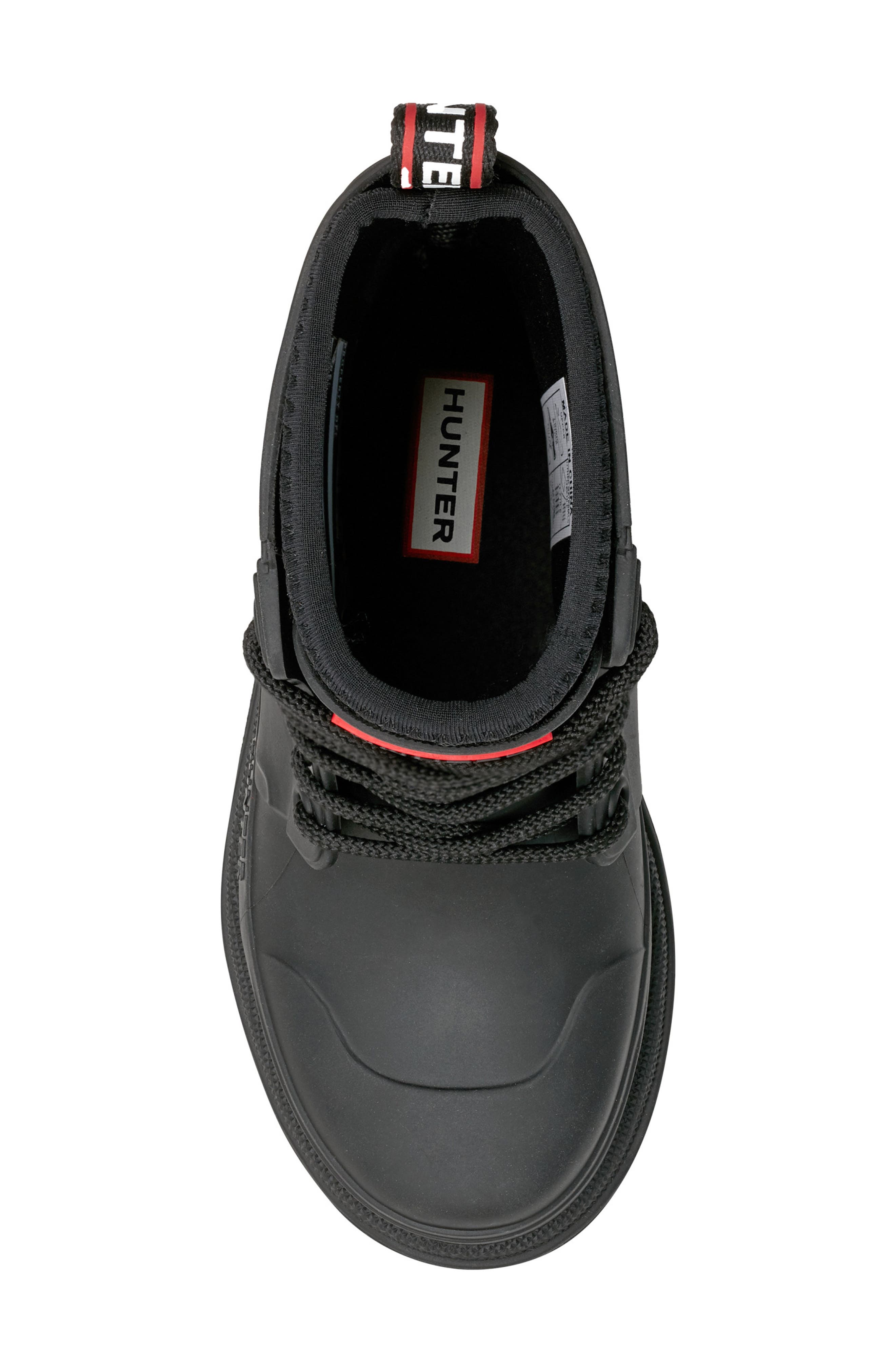 Hunter Kids' Stomper Lace-Up Boot, Alternate, color, Black/Black/White/Red