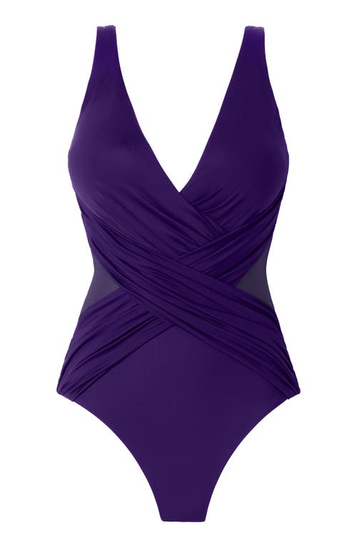 Miraclesuit Illusionist Crossover Allover Slimming One-piece Swimsuit In Mulberry