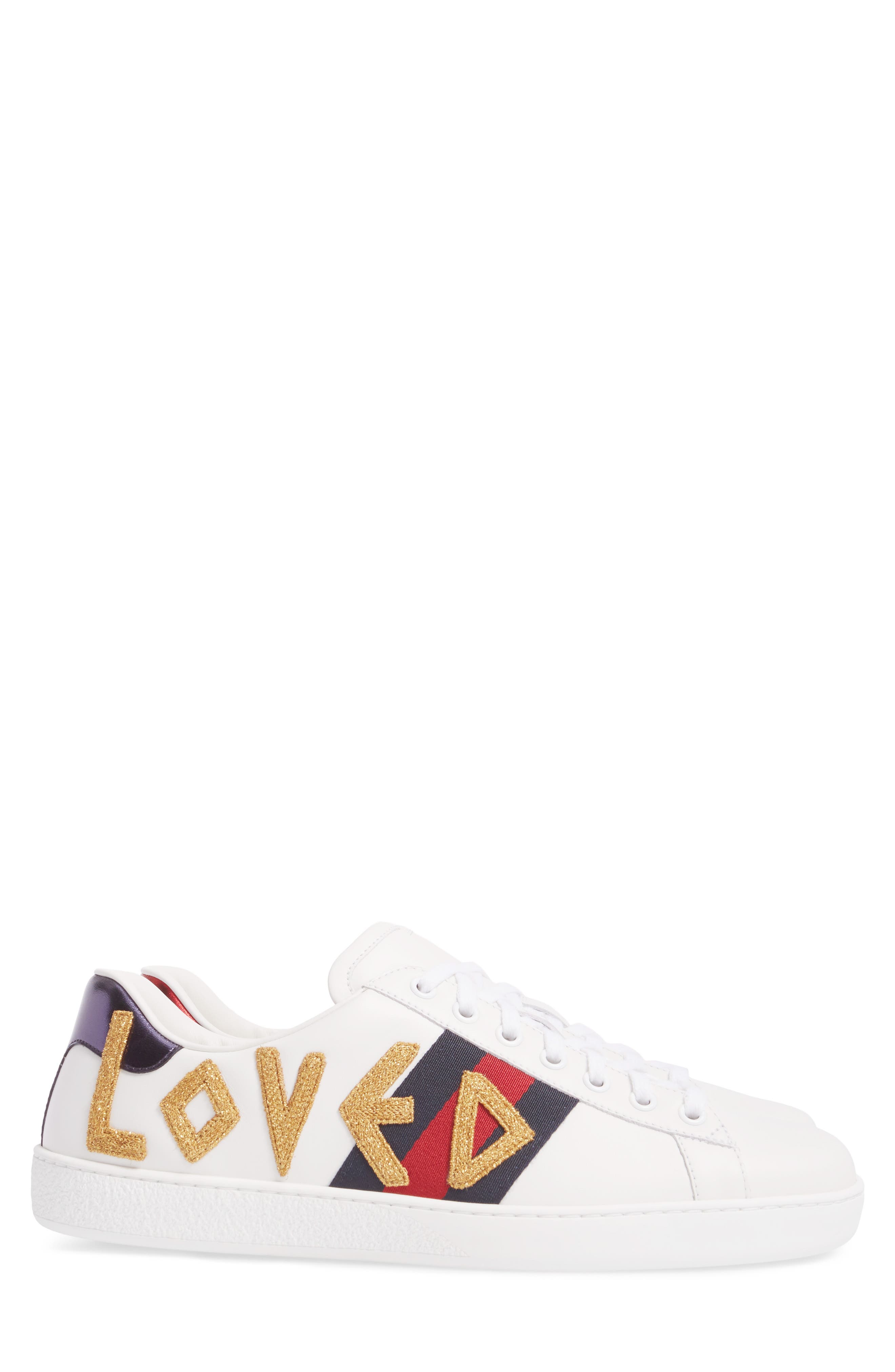 Gucci New Ace Embroidered Sneaker, Alternate, color, 