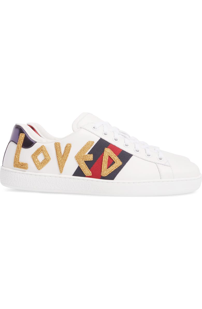 Gucci New Ace Embroidered Sneaker, Alternate, color,