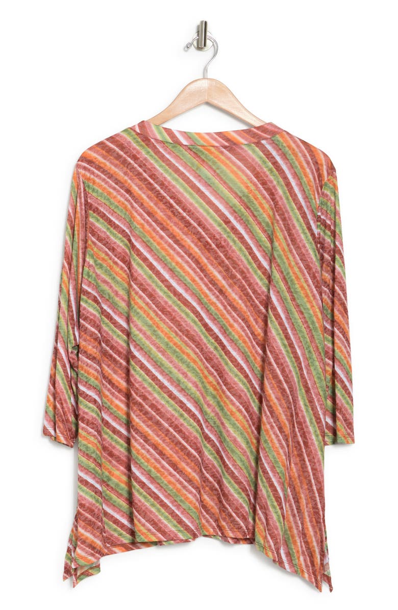 RUBY RD Stripe V-Neck Long Sleeve Top, Alternate, color, 