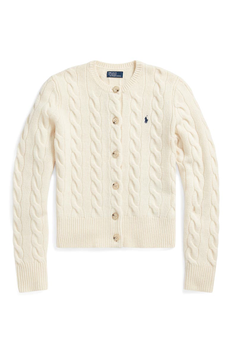 Cable Wool & Cashmere Cardigan, Alternate, color, AUTHENTIC CREAM