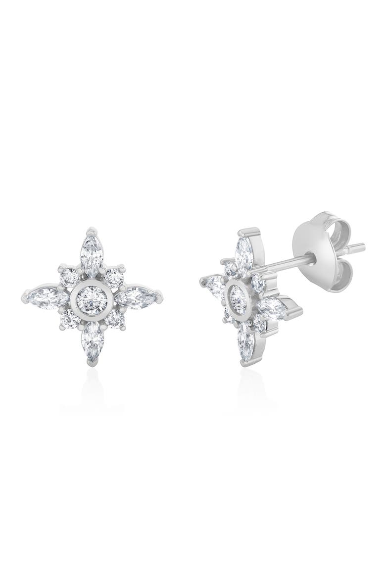 Brilliant & Marquise Cubic Zirconia Star Stud Earrings, Main, color, PURE PLATINUM / CLEAR STONE