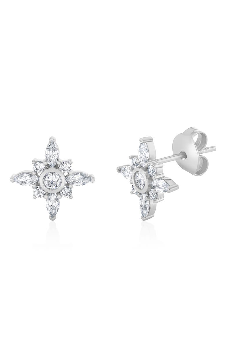 Crislu Brilliant & Marquise Cubic Zirconia Star Stud Earrings, Main, color, Pure Platinum / Clear Stone