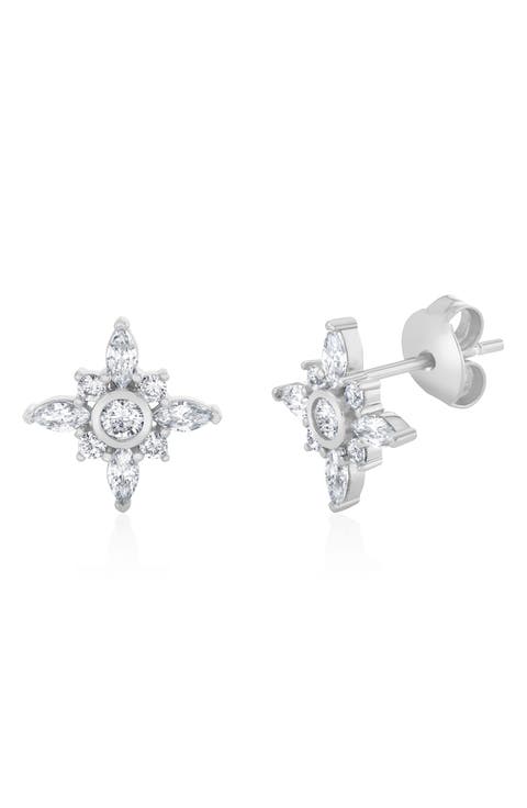 Brilliant & Marquise Cubic Zirconia Star Stud Earrings