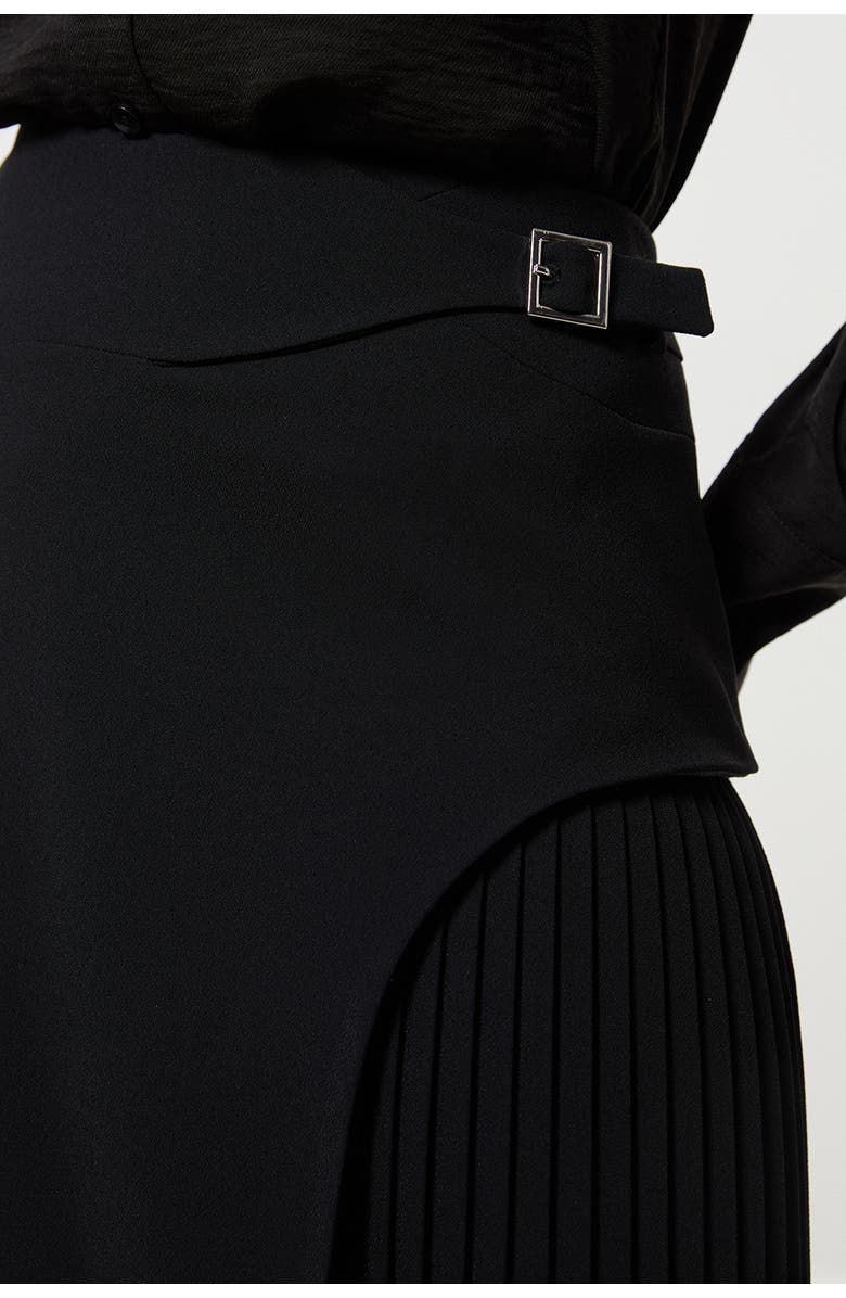 Karen Millen Buckle Detail Pleated Mini Skirt, Alternate, color, Black