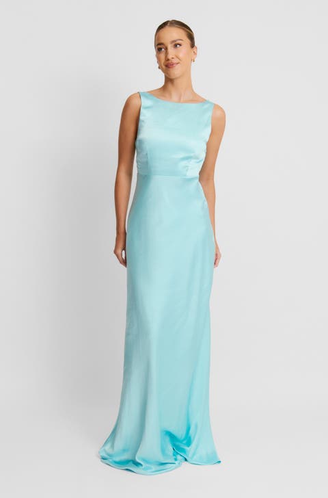 Cowl Back Satin Bridesmaid Dress