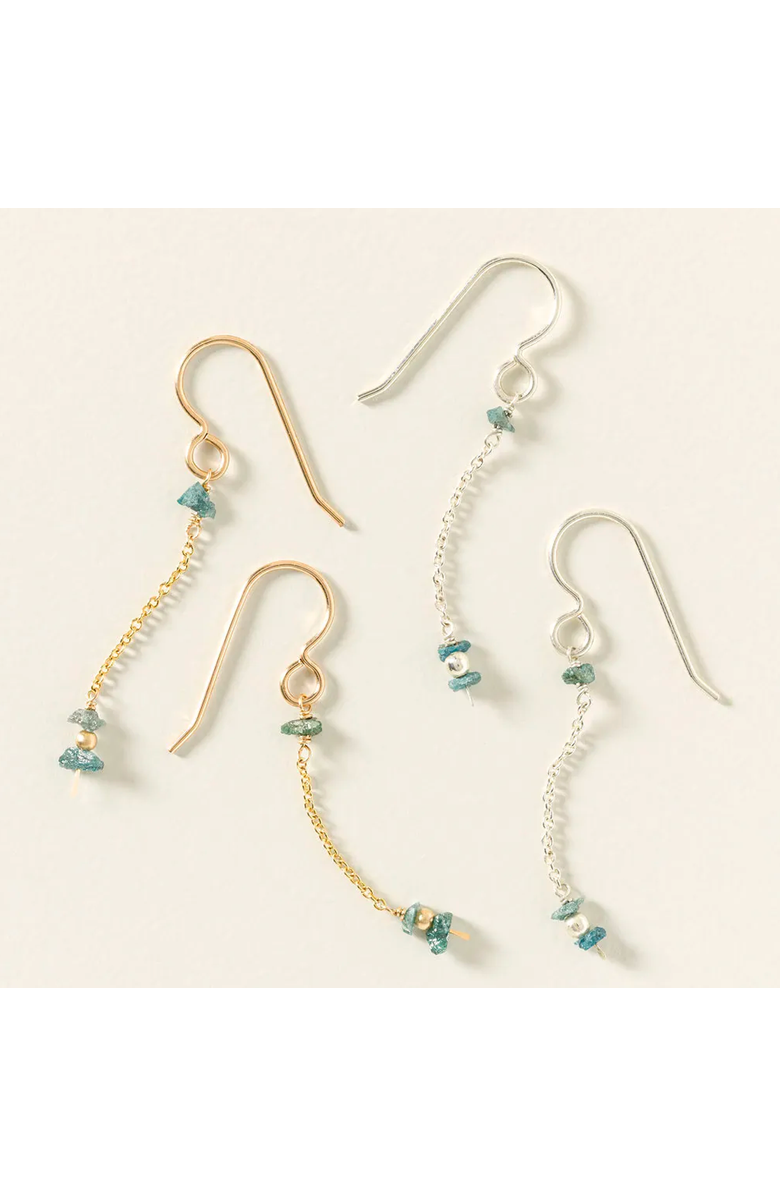 Uncommon Goods Delicate Raw Blue Diamond Earrings, Main, color, Silver