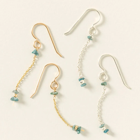 Delicate Raw Blue Diamond Earrings