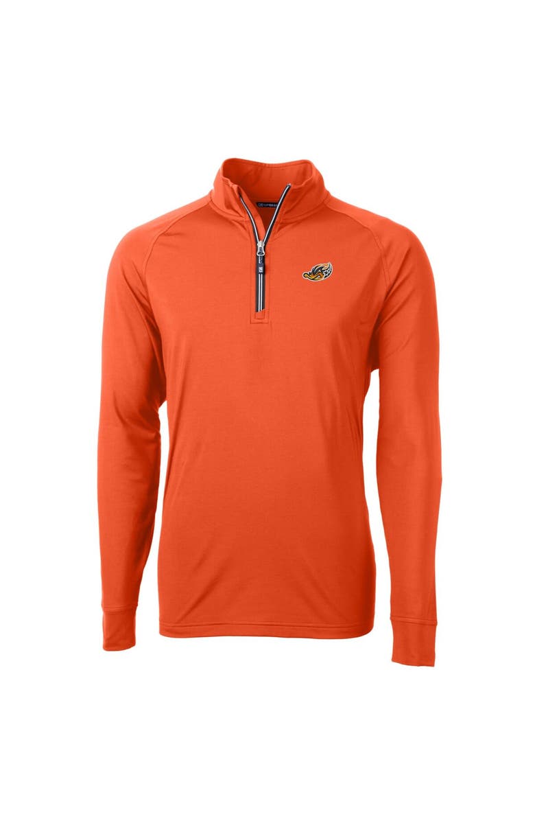 Cutter & Buck Men's Cutter & Buck  Orange Akron RubberDucks Adapt Eco Knit Stretch Recycled Quarter-Zip Pullover, Alternate, color, 