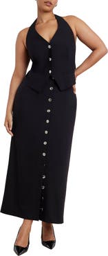 ELOQUII Buttoned Maxi Column Skirt