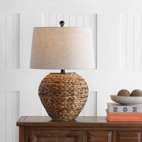 JONATHAN Y JONATHAN Y ALARO FARMHOUSE COASTAL WATER HYACINTH BASKET LED TABLE LAMP 
