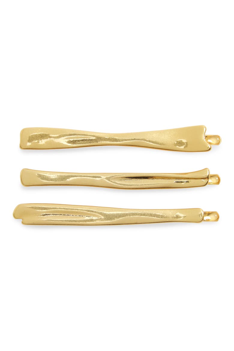 3-Pack Crumpled Hair Pins, Main, color, VINTAGE GOLD