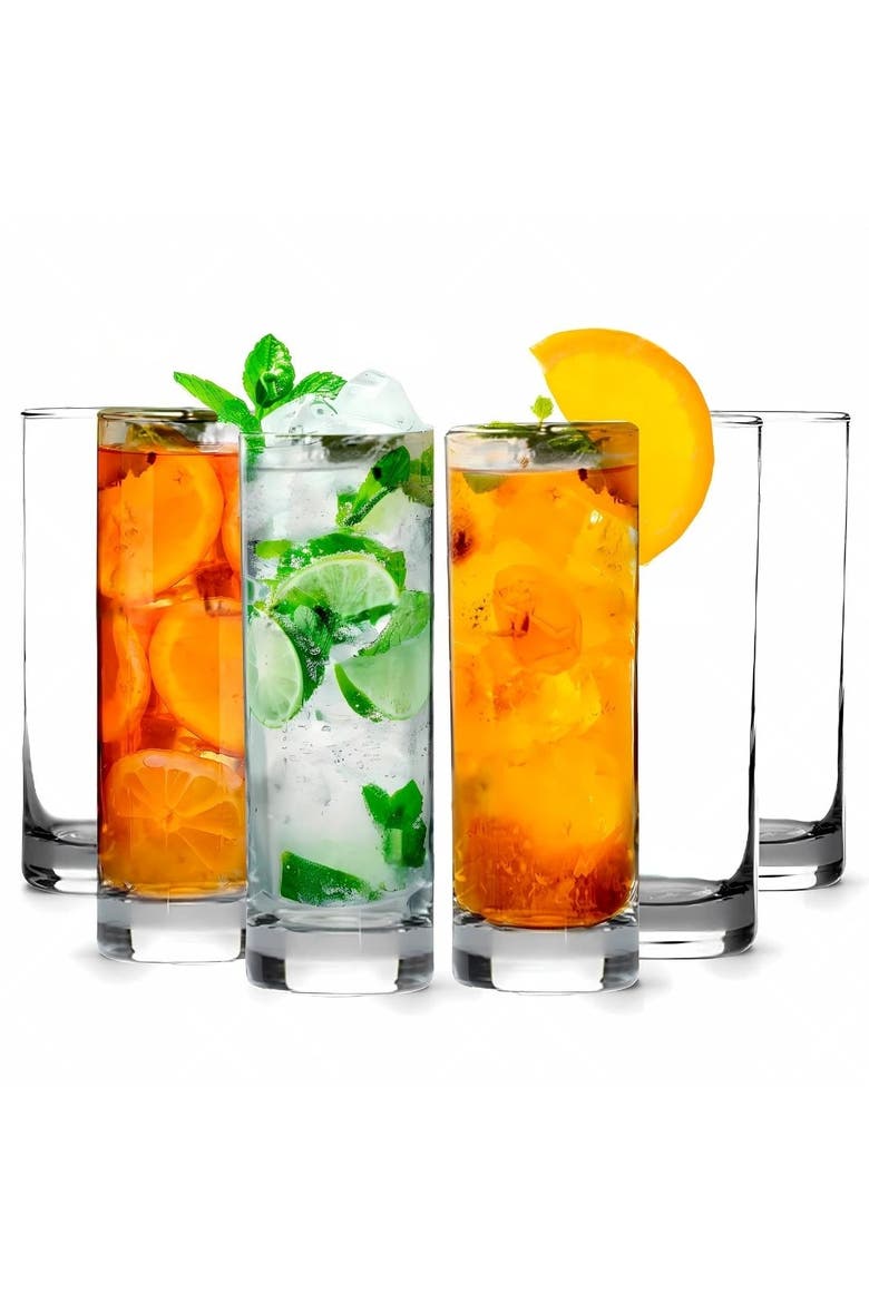 Highball Glasses Heavy Base Tom Collins Glasses - 12oz Set of 12, Main, color, Clear