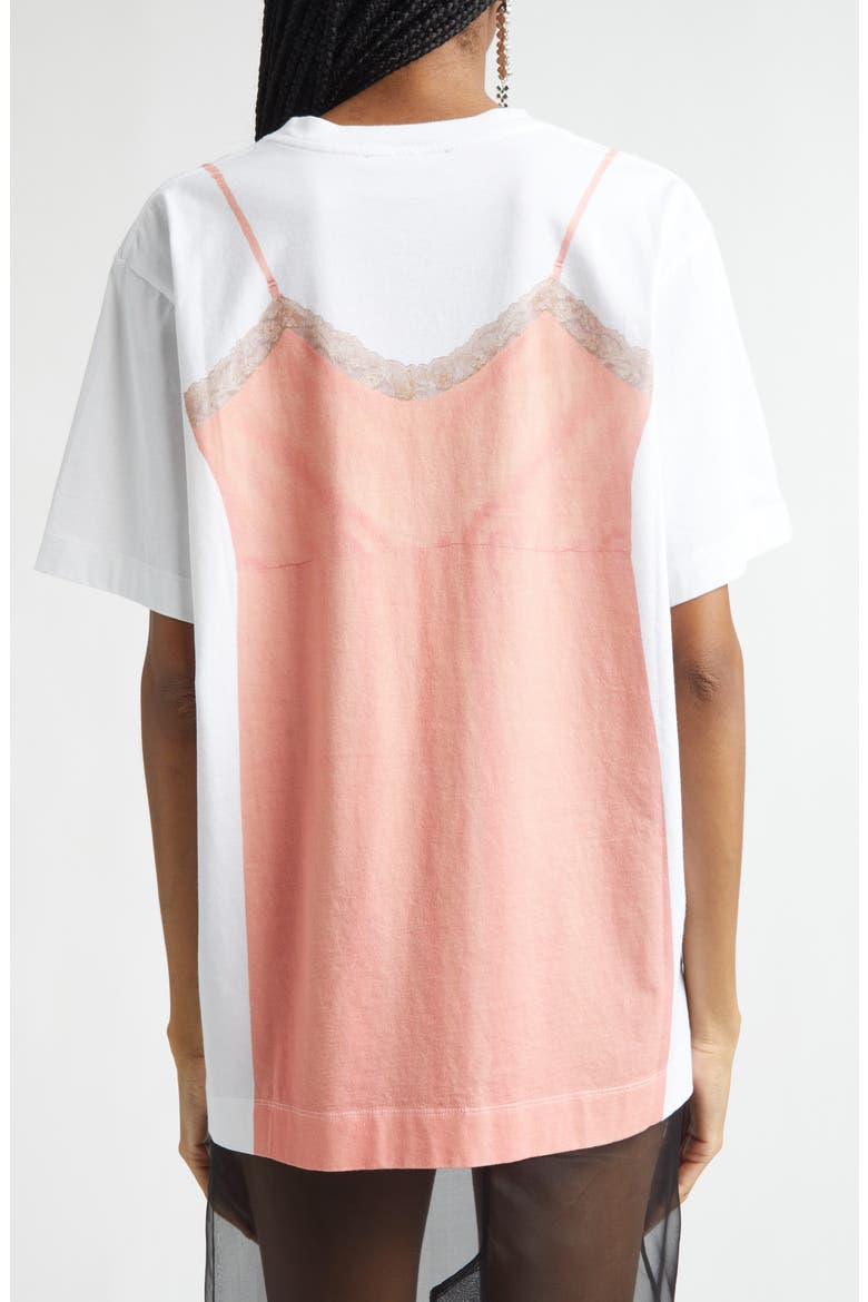 Bow Sash Trompe l'Oeil T-Shirt, Alternate, color, WHITE/ CLEMENTINE
