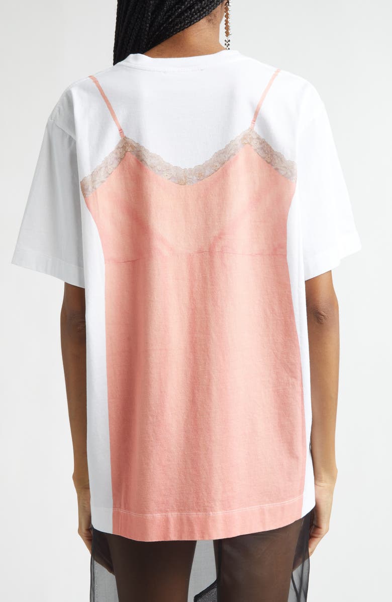 Simone Rocha Bow Sash Trompe l'Oeil T-Shirt, Alternate, color, White/ Clementine