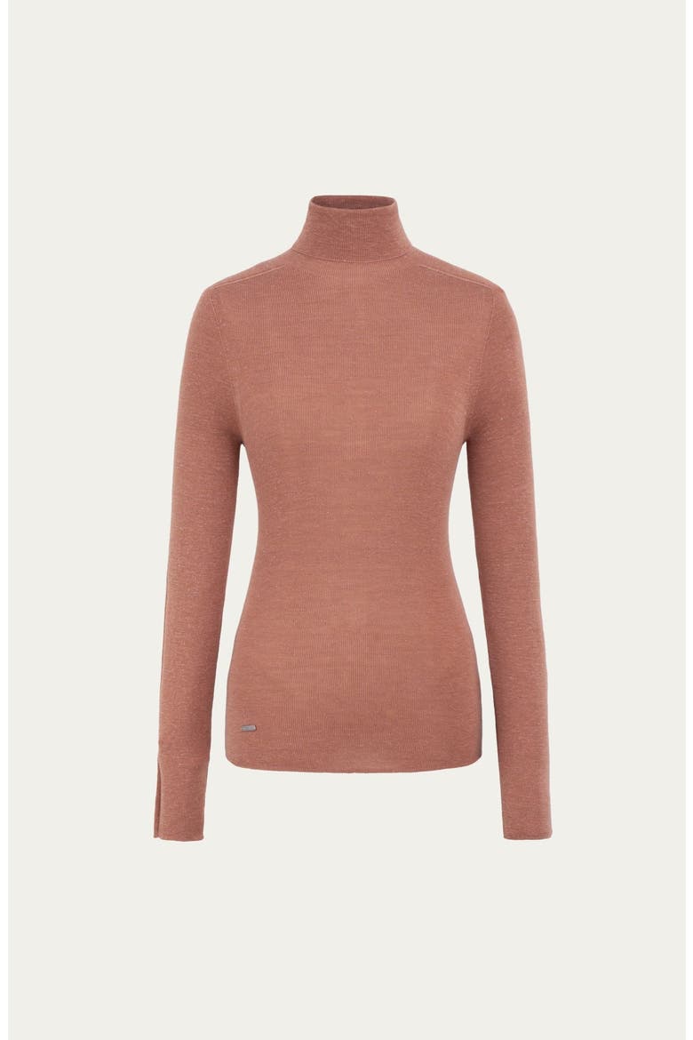 Ossa Knitted Hemp Turtleneck, Alternate, color, mocha mousse