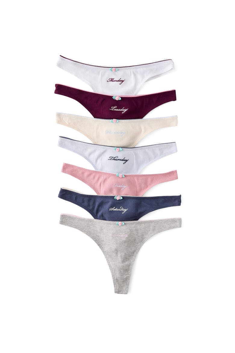 Women's Day By Day Organic Cotton Picot G String Brief, Main, color, Days Of The Week