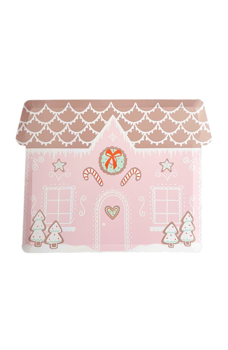 Daydream Society Baking Spirits Bright Pink Gingerbread House Christmas Large Plates, Main, color, Assorted Pre-Pack