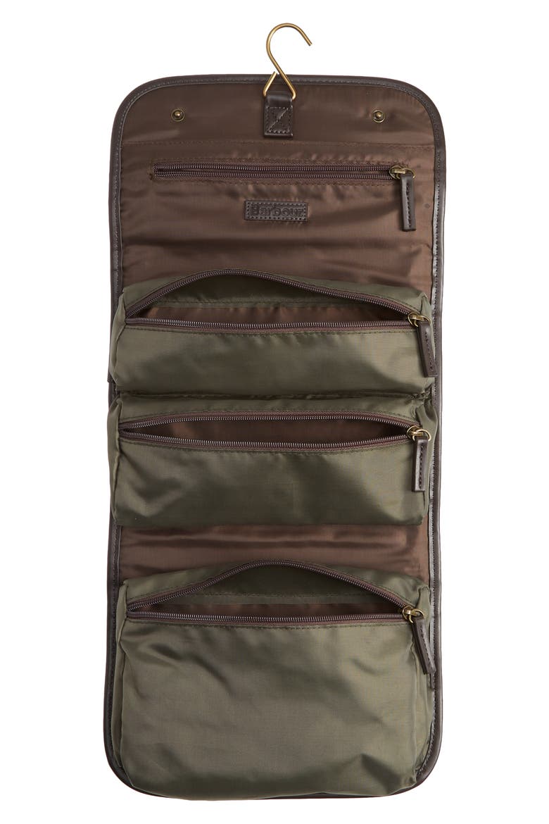 Waxed Cotton Hanging Washbag, Alternate, color, OLIVE