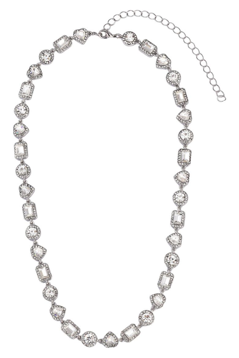 Crystal Halo Station Necklace, Main, color, SILVER