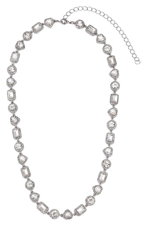 Crystal Halo Station Necklace