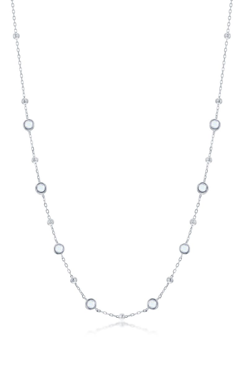 SIMONA Sterling Silver Bezel Set CZ Necklace, Main, color,
