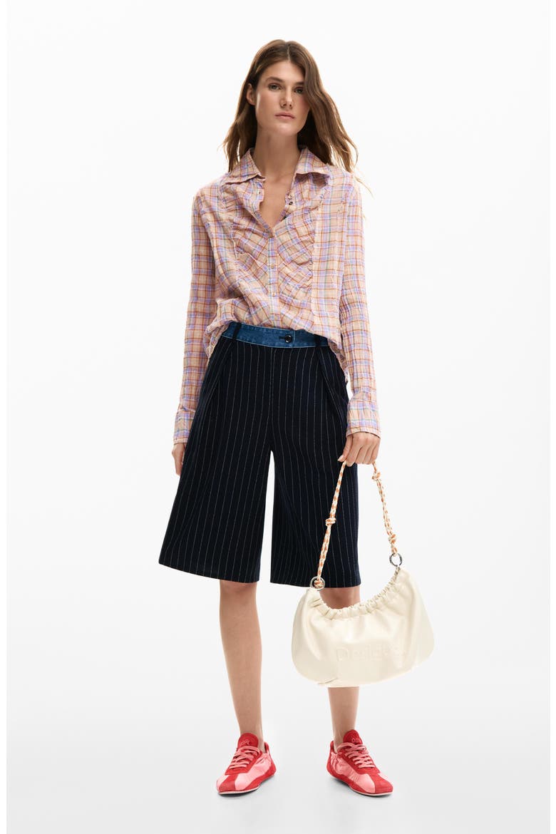 Check Print Button-Up Shirt, Alternate, color, PINK