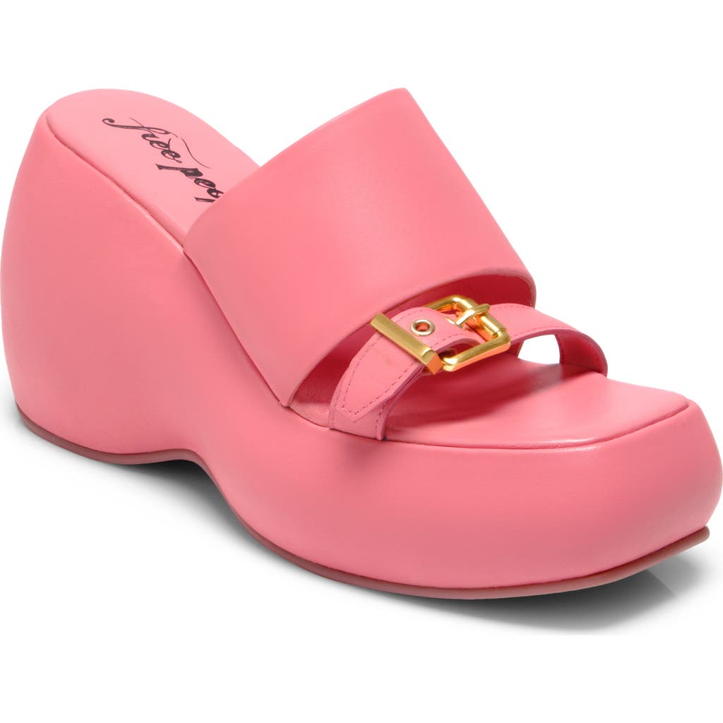 Shop Free People Mila Wedge Slide Sandal In Watermelon