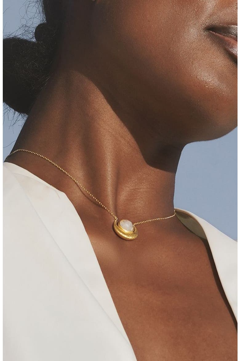 Cradled in Light Moonstone Necklace, Alternate, color, Gold