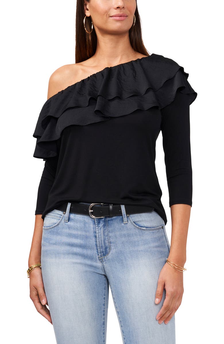 Vince Camuto Ruffle One Shoulder Top, Main, color, 