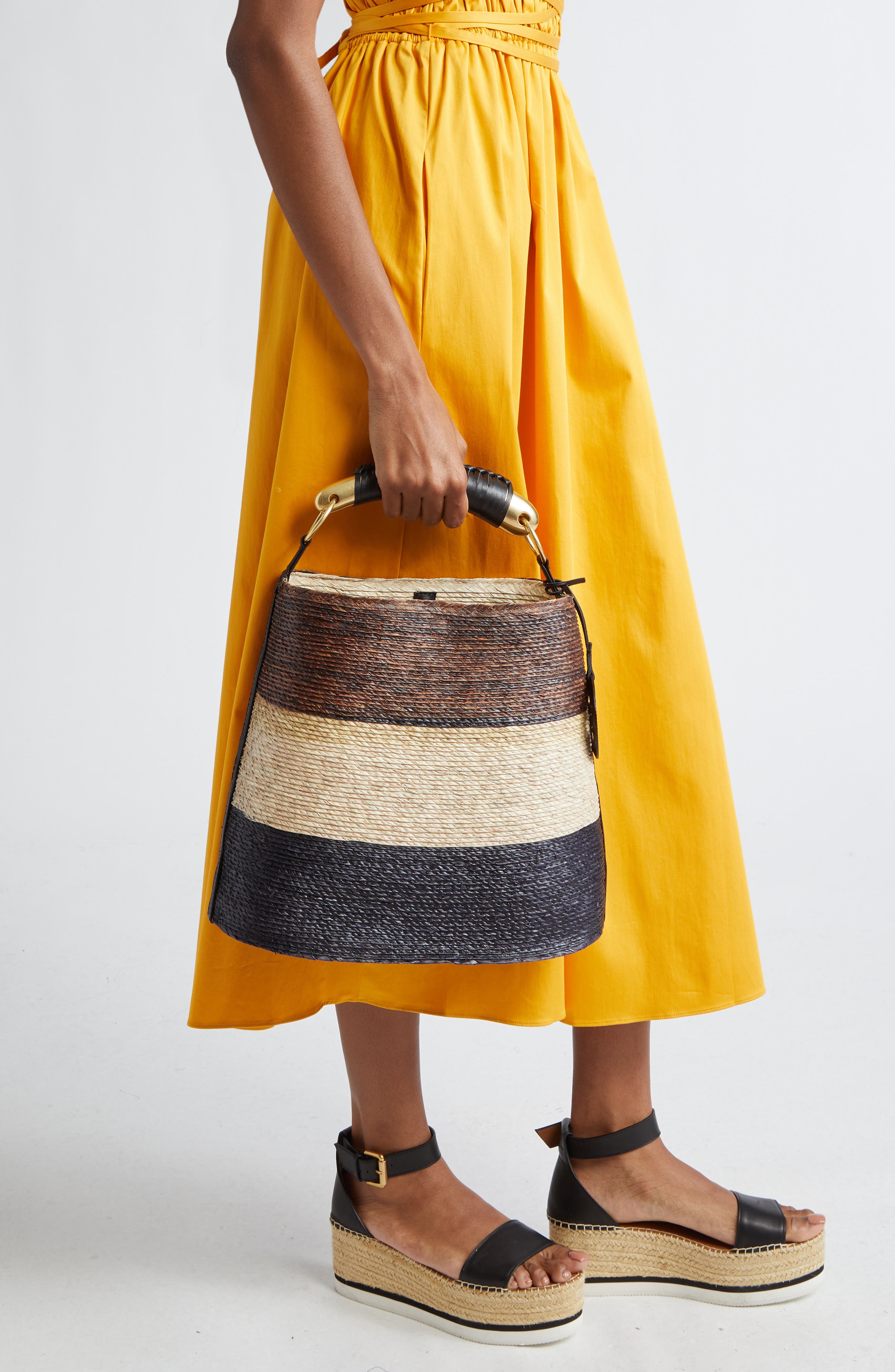 Altuzarra Watermill Top Handle Straw Bucket Tote, Alternate, color, 