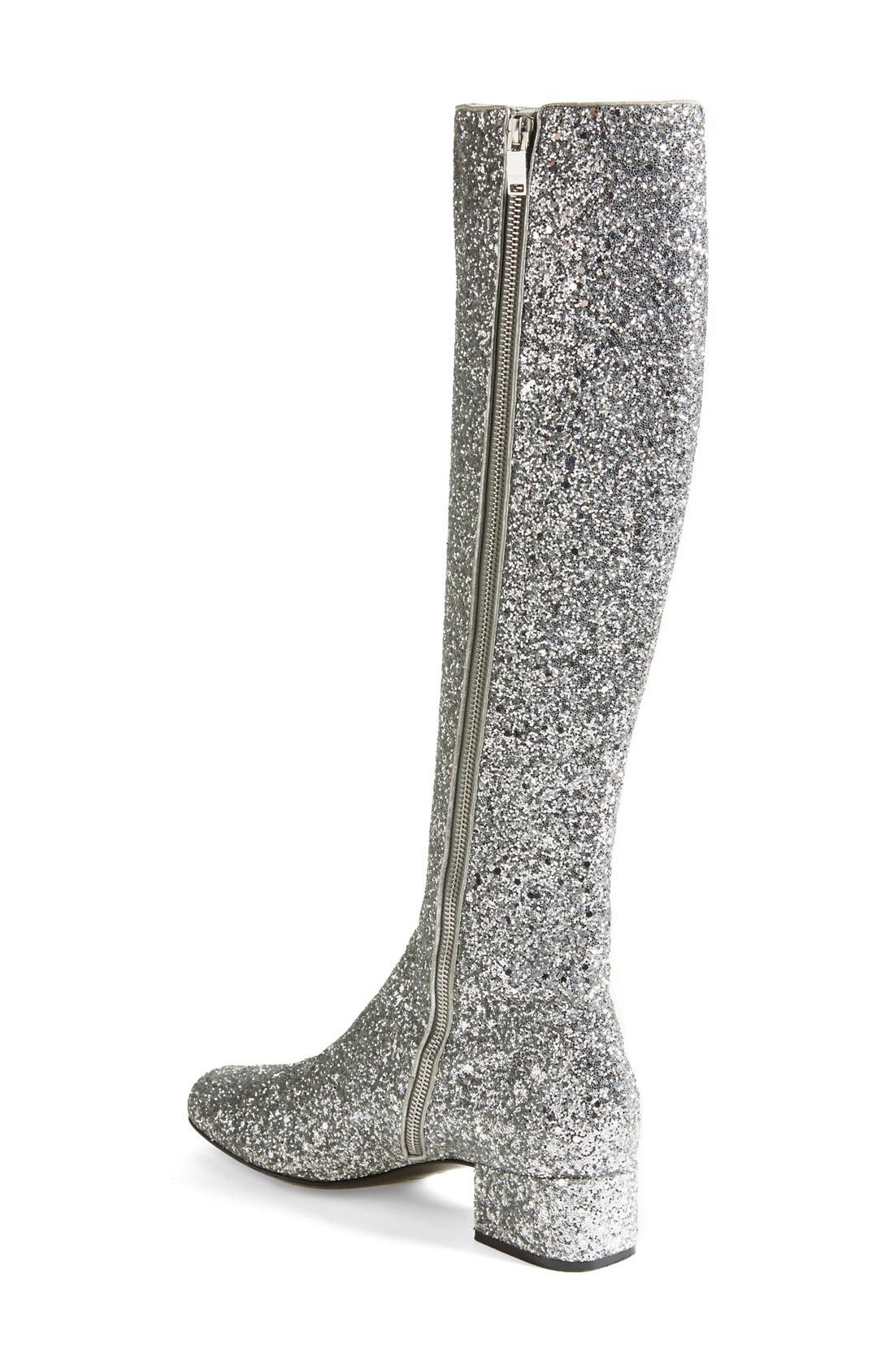 Knee High Glitter Boot, Alternate, color, SILVER