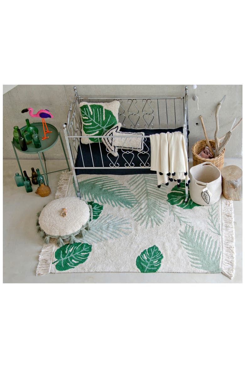 Monstera Leaf Accent Pillow, Alternate, color, NATURAL/ MONSTERA GREEN