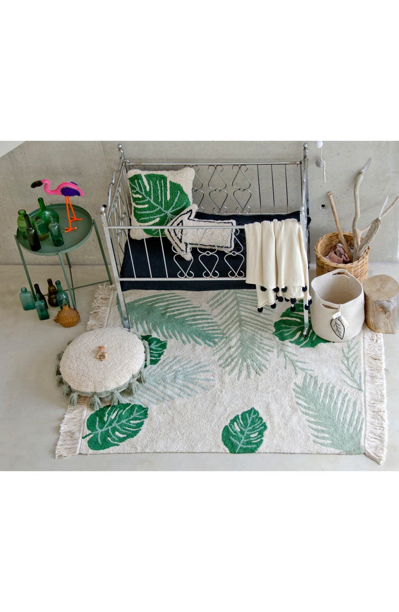 Lorena Canals Monstera Leaf Accent Pillow, Alternate, color, Natural/ Monstera Green