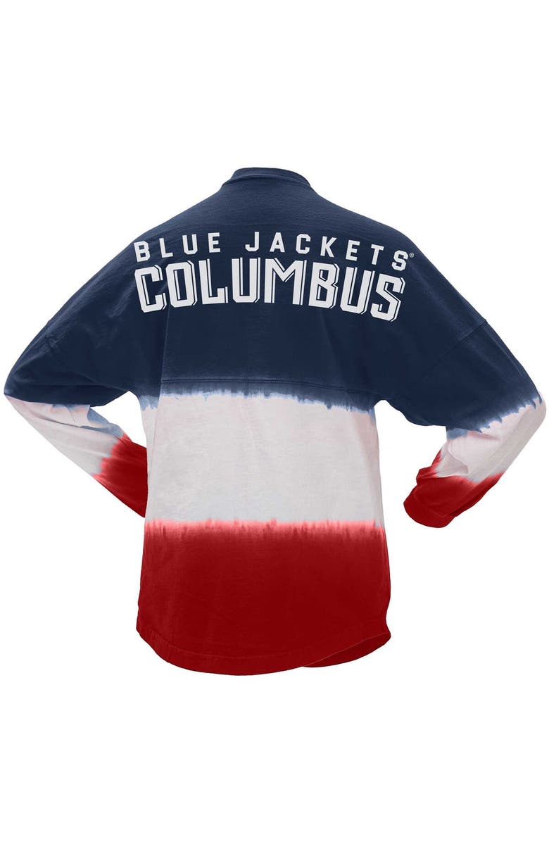 SPIRIT JERSEY Women's Fanatics Branded Navy/Red Columbus Blue Jackets Ombre Long Sleeve T-Shirt, Alternate, color, Navy