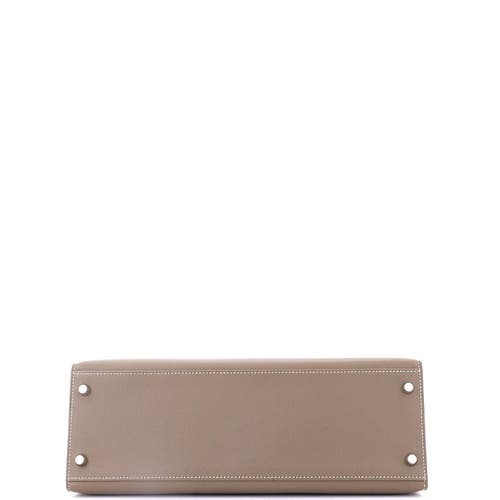 Pre-owned Hermes  Hermes Kelly Handbag Grey Epsom With Palladium Hardware 32 In Brown