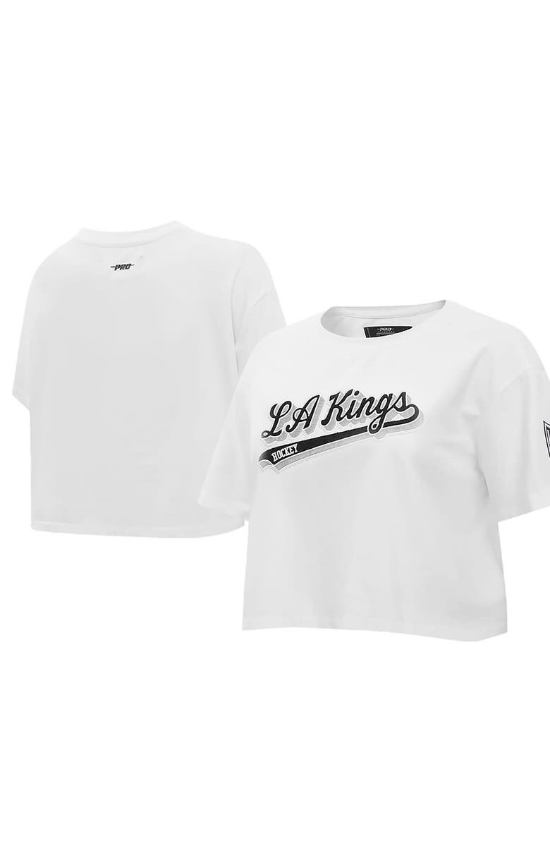 PRO STANDARD Women's Pro Standard White Los Angeles Kings Boxy Script Tail Cropped T-Shirt, Main, color, White