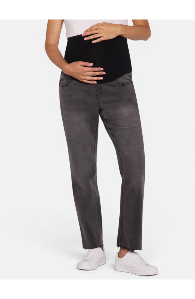 MOTHERHOOD MATERNITY Secret Fit Over the Belly Slim Straight Leg Jeans, Main, color, Black Stone Wash